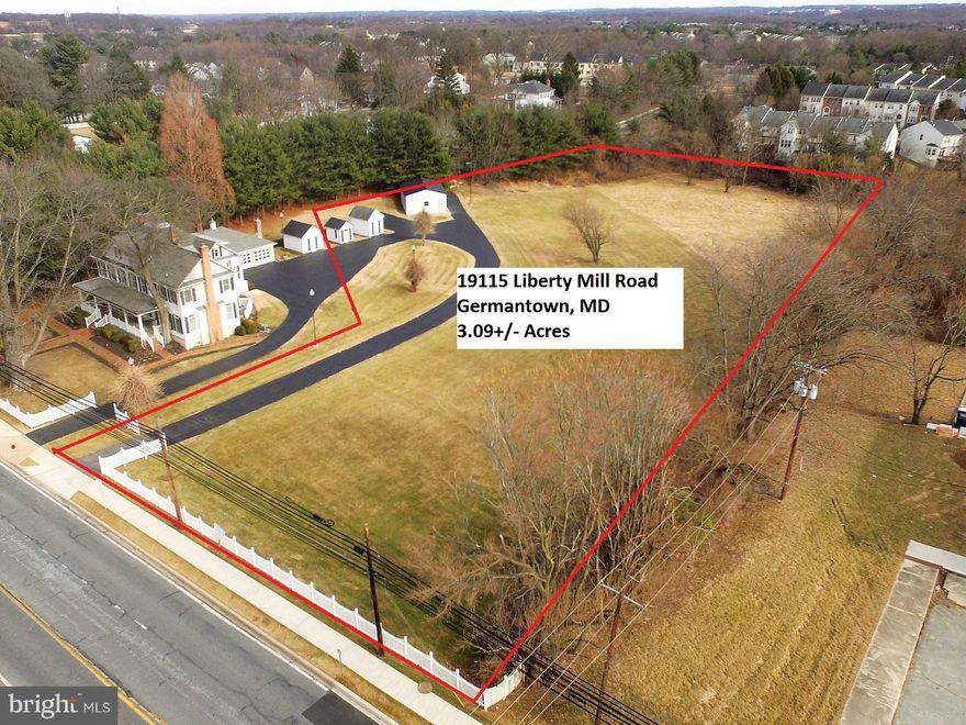 Property incl. 3.09+/- ac. of the 3.62+/- ac. property. Seller retains 0.52 +/- ac. &house located @corner of Liberty Mill & Dawson Farm Rd.  Land is zoned R-200 & will permit a subdivision. Permitted uses incl. Single Family & Religious Assembly bldgs. Conditional uses incl. approved 64 bed Residential Care Facility, specifically Assisted Liv& Daycare. Close to MARC rail, medical fac.,hospitals.