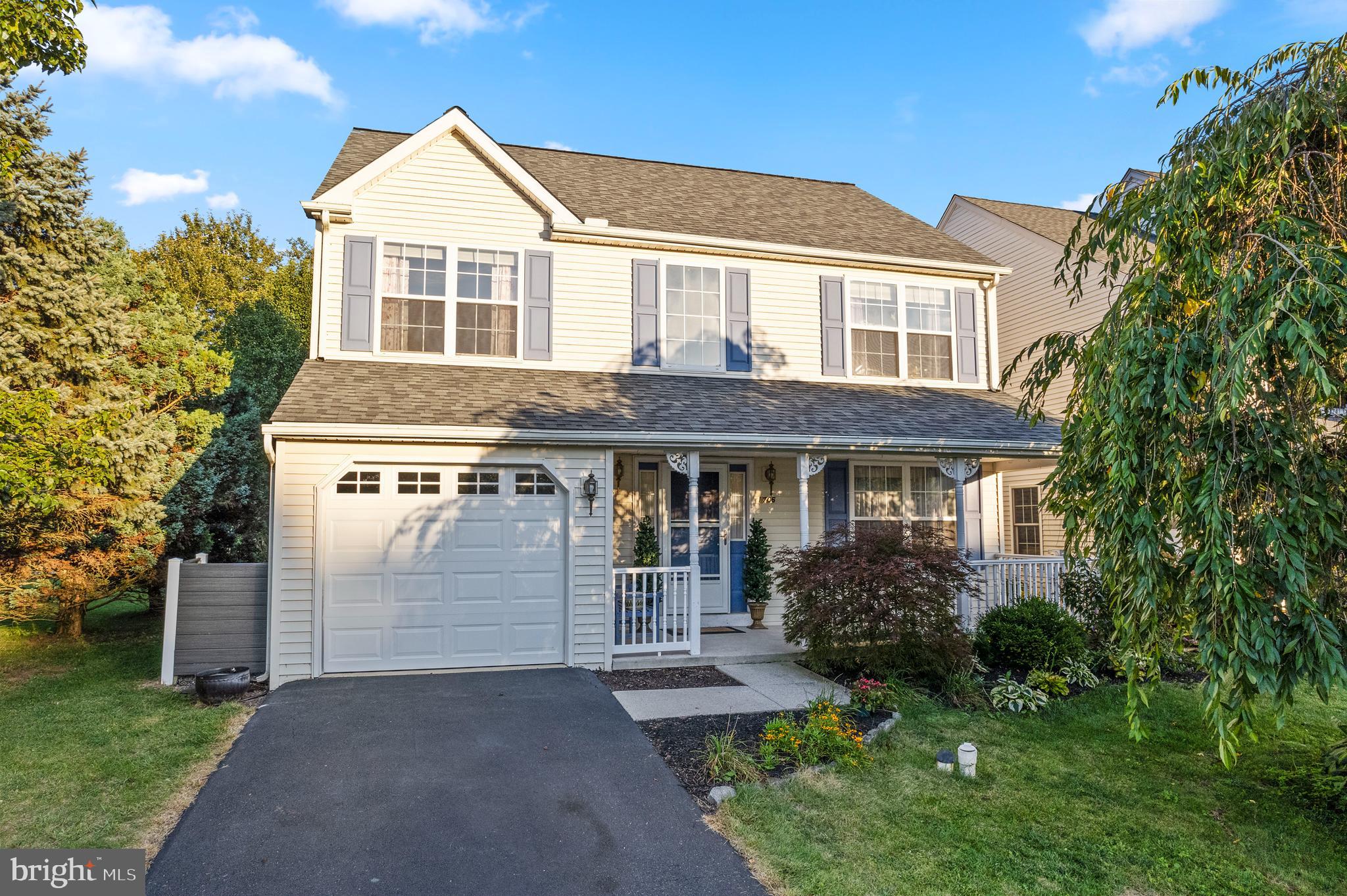 Welcome to 1706 Weidner Court, a beautifully maintained two-story home situated on a peaceful cul-de-sac in the desirable Quakertown community of Milford Glen. This 3-bedroom, 2.5-bathroom residence offers 1,827 square feet of comfortable living space, perfect for modern family life. As you step inside, you are greeted by a dramatic two-story foyer that creates a bright and open first impression. The main level flows into the living and dining areas, providing a seamless layout ideal for entertaining guests or simply enjoying day-to-day activities. Upstairs, the second floor is designed for convenience, featuring a dedicated laundry room. The spacious primary bedroom is a private retreat, complete with a generous walk-in closet and a full private bath. Two additional bedrooms and another full bathroom provide ample space for family or guests. The home's exterior offers a private backyard sanctuary, backing up to an open space. A large 20x30 foot deck extends from the back of the house, offering a perfect spot for outdoor dining, grilling, or relaxation. The open space back yard is great for fun with friends and family, and convenient sheds provide extra storage for lawn equipment and tools. With a 1-car attached garage and additional driveway parking, this home offers four total parking spaces. For added convenience, a newly replaced home generator has been installed. Located in the highly-regarded Quakertown Community School District, this property provides a wonderful combination of comfort, convenience, and privacy.