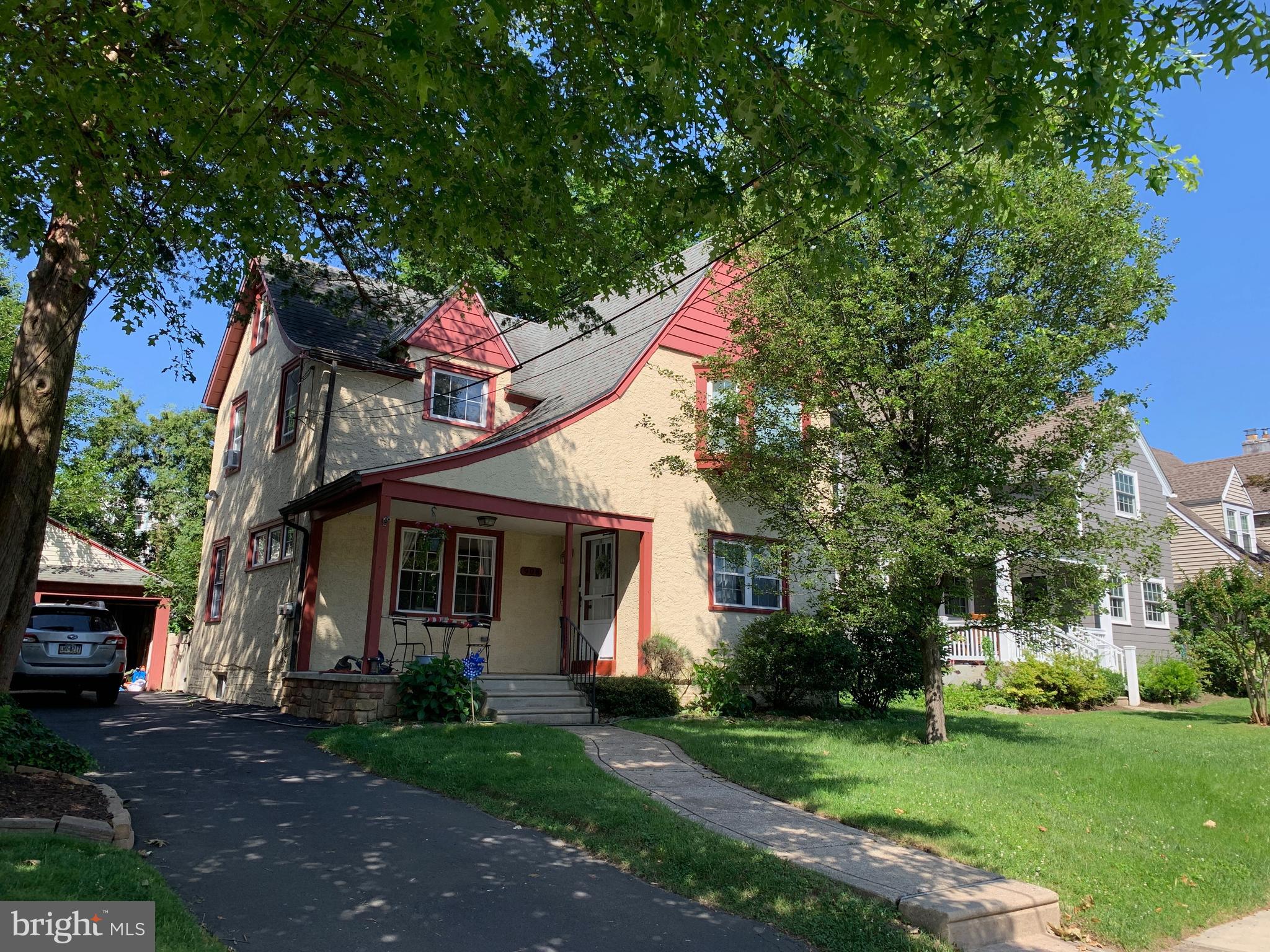 Beautiful Aronimink Colonial with abounding charm and character. Well maintained and updated classic home. Close to Aronimink Elementary School on a pretty street. This welcoming home has a covered front porch for relaxing evenings. Enter the front door to a warm Living Room with stone fireplace and hardwood flooring, adjoining Dining Room with hardwood floors, Updated Kitchen with breakfast bar, ample cabinetry and prep areas including 2 pantries ! Bosch dishwasher, double sink, electric range and built in microwave, recessed lighting, and ceramic tile floor, leads you to the back door and an expansive Deck for some private time in the backyard. UPPER LEVEL has 3 nice size Bedrooms, (primary bedroom has 3 closets!) a newer Hall Bath with pedestal sink and tub/shower combo, wainscoting and ceramic tile floor. Walk up to floored ATTIC which could be additional living space (office, play area, bedroom ?) BASEMENT is ready to be lived in, it has a newer Full Bath with tile floor, pedestal sink and shower. Ample room for you to finish for play area, Laundry Area with washtub and Utility space. The backyard is fenced and is nicely landscaped to enhance this peaceful setting. The windows are double pane and energy efficient . Hardwood flooring. 1 car Garage with newer driveway. Come see this wonderful home now, you wont be disappointed.
