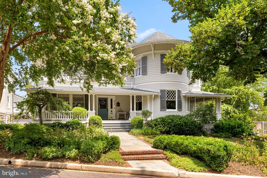 Rare opportunity to own one of the preeminent Victorian/Queen Anne style homes of historic Cleveland Park! A notable presence on its coveted street, 2955 Newark Street features a captivating turreted facade with front porch set on an over 10,000 SF lot with over 100' of street frontage. The property's interior and exterior have been extensively updated by Hamilton Snowber and Zantzinger with great thought to preserving its original character. Inside, the home features an airy, light-filled interior with many enchanting period architectural details including diamond lattice windows, and uniquely beautiful fireplaces, moldings, and millwork. The expansive main level features a powder room, double living room with fireplace, parlor/family room with fireplace, elegant dining room, and spacious kitchen with breakfast area, all with wonderful flow to home's private outdoor spaces including front and rear porches, side screened porch, and lovely patios and extensive lush and tranquil surrounding gardens. Upstairs are five bedrooms and three full bathrooms, in addition to a spacious study with built-in desks, lovely open sitting area, and ample storage space - including a secret turret room! The primary suite features a separate dressing room, two walk-in closets, and generous en suite bath. The lower level features a large family room, full bathroom, laundry room, and additional storage space. Parking is always easy in the wide driveway which can accommodate 3+ cars and additional detached garage accessed from the rear of the property. All this in a dream Cleveland Park location just steps from Metro, countless shops and restaurants, and many schools!