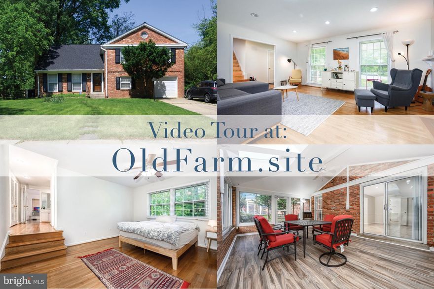 CHECK OUT THE VIDEO TOUR on this listing or online at.  OldFarm.site   - Welcome to this beautiful North Bethesda Home nestled in sought after Old-Farm neighborhood. Enjoy this gorgeous established neighborhood with its prime location and great amenities. This four bedrooms, three full and one half bath home features many exciting and great features, among them you will find the three-season large sunroom with brand new LifeProof Luxurious flooring, skylights and large windows overlooking one of the most charming lots in the area. Half an acre leveled lot with a fenced-in backyard. The main level is bright and inviting. The formal living room features a gas-insert fireplace, hardwood floors and LED recessed lights. The remodeled kitchen features granite counter tops, brand new stainless steel appliances, breakfast bar, bay window and a walk-out to the patio and backyard with the formal dining room right next to it. The family room was designed for comfort and fun with its wood burning fireplace, cozy yet spacious with reading/TV area and additional space for a breakfast table or play area. The upper level features a large spoiling master suite with attached recently remodeled full bath, separate powder area, sitting room and lots of storage.  Upper level also has three additional bedrooms and a second recently remodeled full bath. Basement is fully finished with a recreation room, study/den/workout room and a full bath. The mud/laundry room is located right off the garage with easy access to the rest of the house. North Bethesda is hot!! Huge developments are taking place, like Pike & Rose shopping and entertainment center with its great restaurants, bars, bowling, gym and much more.. Close by you will also find the Shriver Aquatic Center, Cabin John park and ice rink, Westfield Montgomery Mall and many more great places for shopping and entertainment. Listing agent is the owner of the property. Welcome home.