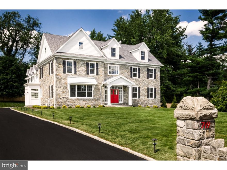 Builders are offering a $10,000.00 credit to buyers for furnishings! City sleek design meets the Main Line in this incredibly beautifully designed home. Sleek, clean modern spin on the traditional colonial is not to be missed! Sitting on .74 of an acre deeply set back off the road, this perfect sized home has exactly what you have been looking for in new construction. Traditional Chestnut Hill schist stone covers the front exterior with Hardy Plank siding giving the back of the home a country farm feel with double sided fireplace, slate porch and covered standing seam metal roof,great entertainment space to enjoy Spring, Summer and Fall!Original stone front wall greets you as you drive up the Belgium block lined driveway. As you enter through the gorgeous red door, you are wowed immediately by how this home is bathed in light and offers a sense of serenity and spaciousness with designer paint color that flows from room to room. This grand entrance is a stunning show piece in itself with a double "butterfly" staircase with views straight thru to the French doors with transom Windows and gorgeous back yard.The Beautiful custom millwork can't be missed with coffered ceilings,wainscoting,custom cabinetry and crown molding that has not been seen before, all giving this home the sleek, clean modern twist.Truly an entertainers dream home,rooms flow into one another seamlessly. Wonderfully sized LR and DR are perfect for all of your family gatherings, luxurious & spacious chefs kitchen makes cooking a delight, custom white shaker style cabinets, beautiful marble style Quartz countertops with waterfall island, beveled subway tile, top of the line appliances, perfectly sized custom banquette area with lots of storage, lg farmhouse style sink. A sun room flows off the kitchen with transom Fr drs leading to the outside, FR has a double sided gas fireplace flanked by custom cabinetry, French doors also leading to the outdoors Spacious and wide mud room with side entrance off driveway or from the attached 3 car garage is just perfect Upper level offers a custom wall of cabinets and shelving for a large reading loft along with 5 bedrooms. Master bedroom is a dream with its ensuite bath standing soaking tub,oversized shower with custom bench and multiple fixtures double sinks,cathedral style ceiling.3rd floor offers a unbelievable open space Not 1 detail has been missed in making this your dream home. Lower Merion schools, close to 76 Manayunk bike trails & Center City