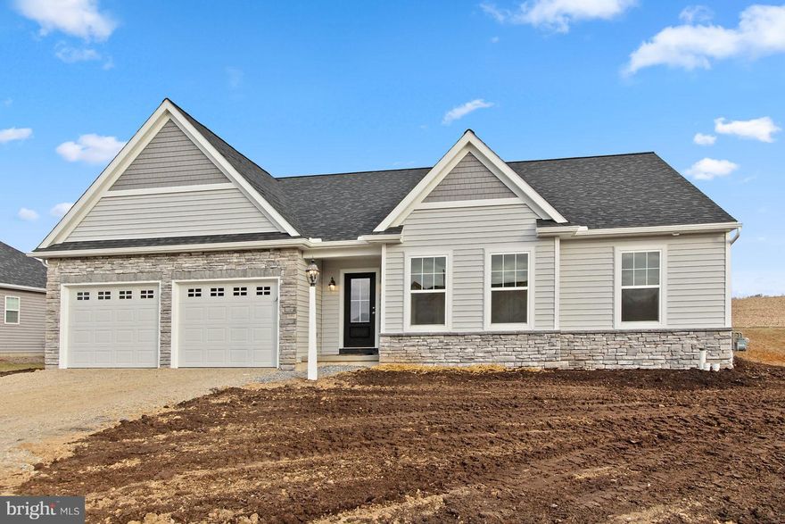 Beautiful New Single-Story "Milton" Model built by EGStoltzfus Homes, in Eagles View. Wonderful 1-floor living showcasing  a gorgeous stone and vinyl front with a covered front porch. A  hardwood entry foyer welcomes you into the home and leads to a great room with gas fireplace, open to kitchen/dining area with stainless steel appliances, granite counters and island. Covered porch off kitchen. Master suite with walk-in closet and full bath featuring walk-in tiled shower. Pantry and laundry room off kitchen. Full lower level for future expansion. Gas heat, central air, 2-car garage with openers.  Everything you could possibly want and need, plus the superb craftsmanship of a nationally recognized builder. AGENTS - PLEASE READ AGENT REMARKS!