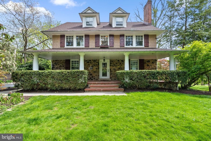 Beautiful "front porch" home in downtown South Wayne. Updates include a "refreshed" interior with refinished hardwood floors throughout, new interior paint, fixtures, yard scape and an updated HVAC system with central air. Corner lot with a traditional stone home plan with good bones. First floor includes living, dining, kitchen, family room & sunporch - center hall design. Second floor includes 4 additional rooms, 3 bedrooms (2) with jack & jill bath, a large hall bath and master suite area with small inclusive bath and dressing area. Third floor has 2 additional rooms plus a full bath. Basement is unfinished but clean with laundry area. Showings will begin Sunday 3/21 at the open house.