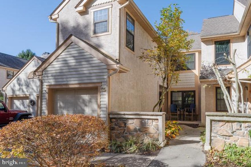 Charming and thoughtfully designed townhome in the sought-after Terraces of Windon!
Welcome to 755 Brettingham Ct, where you'll find a serene courtyard-style entrance and front porch complemented by 3 private decks—one on each level—overlooking tranquil wooded views. This home offers the convenience of a 1-car garage and an inviting open-concept layout with skylights, sliders, and large windows, creating a bright and airy ambiance.

Inside, you'll appreciate the warmth of hardwood flooring, a cozy wood-burning fireplace in the family room, and a convenient powder room on the first floor. The kitchen is spacious and tastefully finished with classic white cabinetry and stainless steel appliances, perfect for cooking and entertaining.

The second floor features a conveniently located laundry area and two generously sized bedrooms, each with its own en suite bathroom for privacy and comfort. The lower level offers a versatile finished walkout basement, complete with a great room and a third bedroom. If you don't need three bedrooms, this space could easily serve as a home office, den, or recreational area.

Nestled just outside West Chester Borough, the Terraces of Windon provide a low-maintenance lifestyle with scenic amenities, including a community pond and walking trails through wooded landscapes. Although its surroundings are peaceful, this community is close to everything—shopping, dining, and major commuter routes are all within easy reach. Everhart Park and the vibrant shops, galleries, and restaurants of downtown West Chester are less than a mile away. Outdoor enthusiasts will love being minutes from Stroud Preserve and M. Johnson Nature Center, with stunning hiking and biking trails along the Brandywine Creek.

Don’t miss this opportunity—schedule your private tour today!