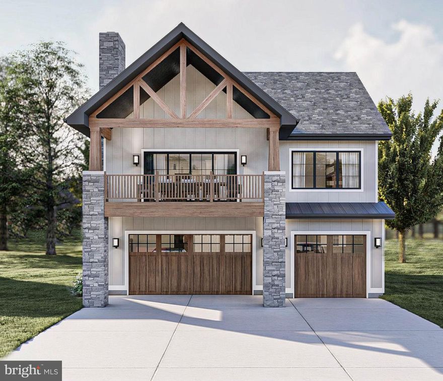 This unique and gorgeous home starts with a huge three car garage with ample area for a workshop. In addition, there is a mud room with built in storage locker with bench and a ½ bath.  The second floor offers two large bedrooms, both with walk-in closets.  Perfect for entertaining, the kitchen has a center island for additional seating and prep and it’s open to the oversized great room which also leads to fantastic, covered deck with exposed wood beams, it’s a showstopper. It also has a pantry and laundry room with a folding table. This home is to be built and the photos of the model home may include builder options. Taxes are based on the assessed value of the land only.