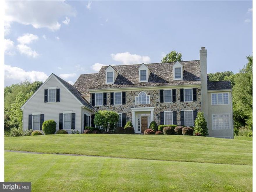 Beautiful and stately 5 bedroom 4.2 bath home situated on a fabulous 2.4 acre lot backing to Valley Forge Park with spectacular views.  The sweeping driveway leads to a gracious center hall entry foyer.  The large living room is currently used as a billiard room.  Hardwood floors are throughout the first floor.  The office and family room have custom cherry built-ins.  The gourmet kitchen features natural cherry cabinets, granite counters, and top of the line appliances.  The master suite features an adjoining sitting room, a marble master bath, and 2 walk-in closets.  Four additional bedrooms: one with a private bath, two with adjoining Jack 'n Jill bath, and the fourth is a suite with a sitting room and private bath.  The finished third floor bonus room offers an additional 400 sq. ft. of living space.  This home has been meticulously maintained and is in pristine move-in condition.  It offers the perfect value combination: great schools, great condition, and great location.