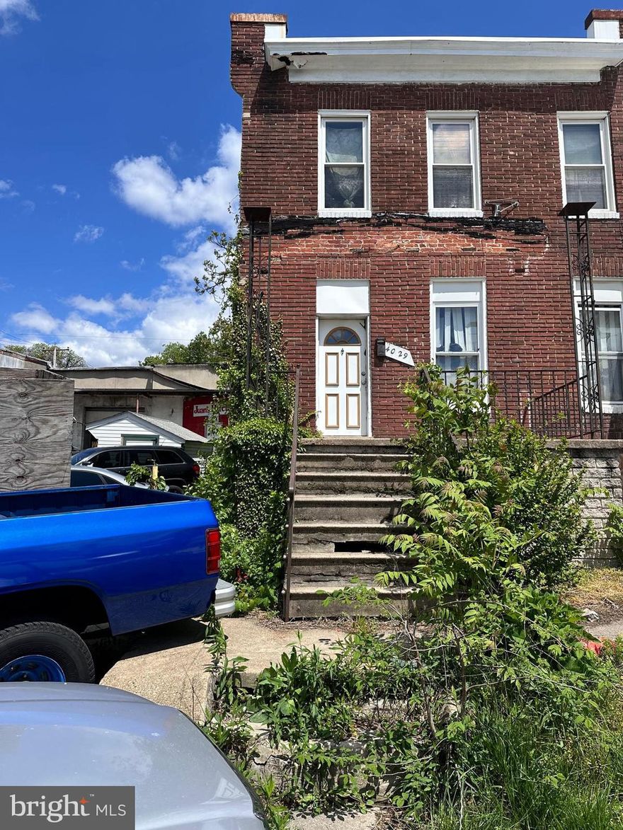 This is a great investment opportunity in the hottest zip code in  Baltimore City.  Four bedrooms and 2 baths. The basement is tall with a bedroom and bathroom that was there and goes the length of the property. This end of unit home is ready for sale.  Located in Central Park Heights and minutes from Pimlico Racecourse. It needs a full rehab.  The property is sold As-Is, cash deals only,