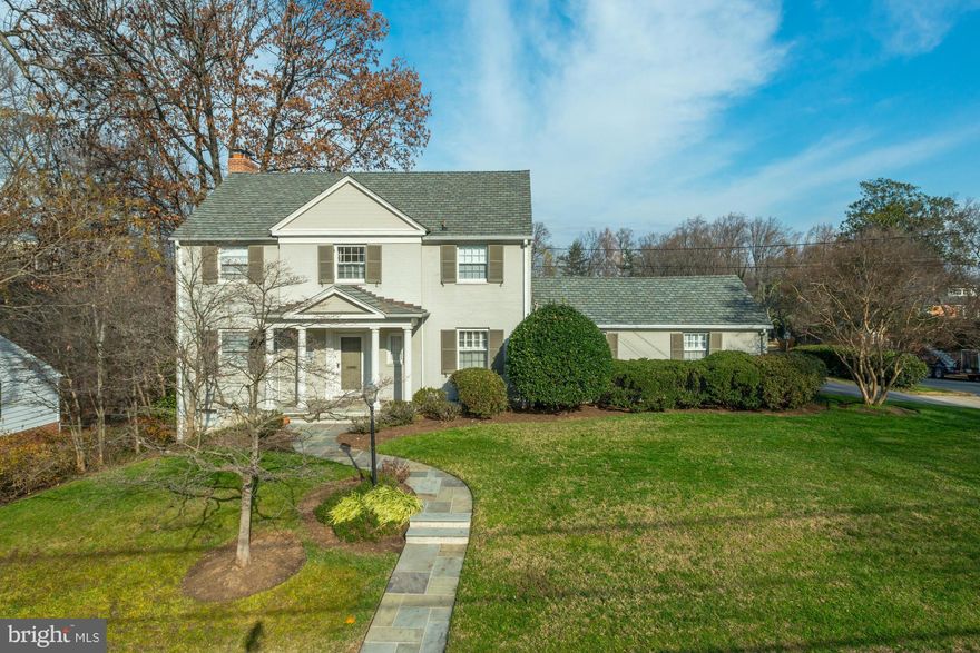 Graceful & elegant 6BR/4.5BA Chevy Chase gem with fantastic back deck and yard. Approx. 4600SF of living space. Well proportioned rooms, great flowing floor plan + beautiful millwork. Renovated eat-in kitchen and family room showcasing a vaulted ceiling + built-ins. Great deck for entertaining.  Main level master bedroom suite. Four finished levels. Two car attached garage and mud room.