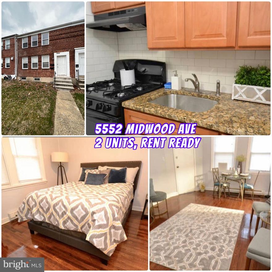 Two, two bedroom one bath apartments. Recently renovated. Beautiful granite and custom tile work in the bathroom and kitchen. Sparkling hardwood floors. 

This listing is part of a portfolio sale: 5552 Midwood Ave, 5618 midwood Ave, 5520 Midwood Ave
Ground rent to be verified by Buyer - Seller will not redeem.