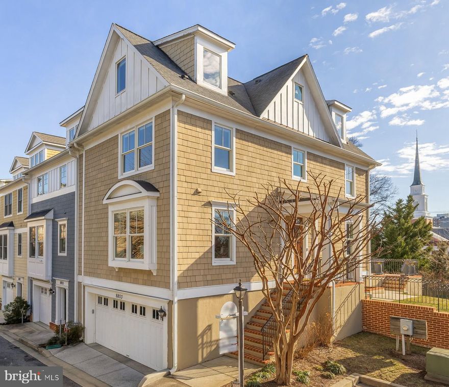 Welcome to this gorgeous, end-unit townhome in the sought after Woodside neighborhood of Silver Spring. You enter into a lovely main level living area that feels both expansive and intimate. The living room is large and bright, with gleaming hardwood floors, high ceilings, and big windows bathing the whole place in light. The living room is open and connected to a lovely dining area and a wonderful, well-designed, gourmet kitchen, featuring granite countertops, stainless steel appliances, under cabinet lighting, and counter seating. There is an attractive powder room and a good-sized home office (also bathed in sunlight) on this main level. Upstairs, you will find two bedrooms that both have ensuite bathrooms.  The primary bedroom has a walk-in closet and the primary bath has a double vanity, a shower, and a soaking tub. Also on this second floor is full-sized laundry and several closets for storage. On the top level, there is a cute, charming bedroom, another full bathroom, and a great flexible space that could be an office or a playroom. The lower level of the house has a large fourth bedroom, perfect for guests or a workout space, plus the fourth full bathroom, and direct access to the two-car garage. The large, private deck area off the back of the house and the fenced-in side yard make this a very special townhome. You will love living in this beautiful, peaceful, tree-filled neighborhood, just steps away from all that Downtown Silver Spring has to offer!