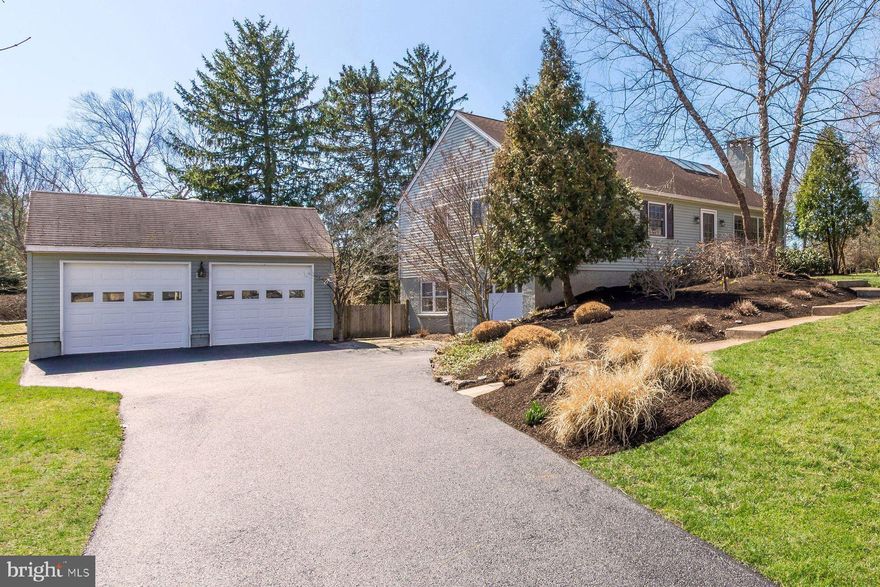 This fully updated ranch is tucked into a quiet section of New Hope Hills in Solebury Township. The recent renovation was designed by famed local designer, and family friend, Jim Hamilton of Lambertville, NJ. It includes a large living area with cathedral ceilings that is gushing with natural light and houses a brand-new cooks kitchen with a butcher block eat in counter. A dining room that seats ten and a cozy family room with a large wood burning fireplace is the perfect space to live and entertain. Both bathrooms have been completely renovated with all modern fixtures, tile and conveniences. The total renovation also includes a new HVAC system, electric service, new plumbing, septic, roof and cedar deck off the kitchen. The walk out basement houses a recreation room and office and leads out to a stone patio and newly landscaped gardens. A detached, two-plus car garage building also has ample tractor storage inside and an attic above.