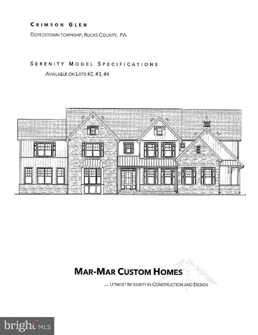 Welcome to Crimson Glen by Mar Mar Builders. Exclusive Custom Home community in Doylestown Township with 4 custom homes on lot sizes ranging from 1.46 - 2.93 Acres. Two Lots located on Pine View Drive and two lots with a private driveway entrance on Cherry Lane. Custom home with 7,365 square feet plus a finished basement that includes an additional 3,222  square feet. Tremendous attention to detail and design on all homes.  Some outstanding features to note are: 4 car garage, 10' first floor ceiling height, 9' second floor ceiling height and 10' basement ceiling height, Spray Foam Insulation, Masonite Solid Core interior doors 1st and 2nd floor, Wolf, Bosch and Sub-Zero appliance package, Three stop elevator included, exquisite millwork package includes 9' baseboards, tray ceiling, coffered ceiling. Customizing available. Price shown is for Lot #5. Photos shown are an example of the workmanship from Mar Mar Builders. Call today for your private appointment