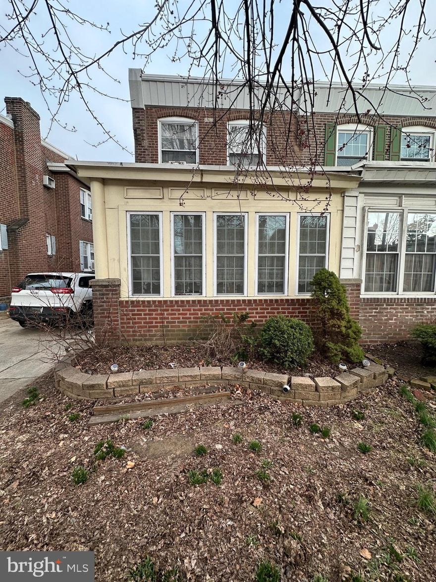 Welcome to this spacious twin home in the highly desired Mayfair section of Northeast Philadelphia! This 3 bedroom home features an enclosed porch with plenty of natural light. Step through your living room, which boasts a fireplace and mantel, and continue into the open dining room. The large eat-in kitchen offers ample space, with access to a back porch, wrap around deck and yard perfect for entertaining. Upstairs, you'll find three generously sized bedrooms with ample closet space, along with a full bathroom. The home also features a full basement with laundry and an additional full bathroom. Driveway parking is included. Home needs TLC, its in a highly convenient location close to public transportation, shopping, dining and more.