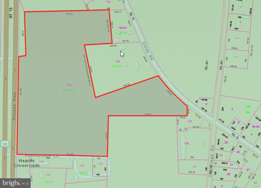 Prime property on Busy Sussex Hwy (Rt. 13)  Major North South corridor from Virginia  Maryland to Northern Delaware.
Looking to the future the west side of Sussex County is a strong potential growth area.  Take this opportunity to invest into the future.