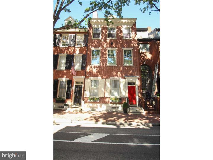 Rare opportunity to live on Society Hill's best block in this meticulously renovated and appointed townhome featuring historic details, contemporary finishes, attached 2 car garage and private outdoor space. This 20 foot wide, 5000 sq. ft, 4 bedroom/3.5 bath townhouse offers a dramatic first floor with open living room, formal dining room, magnificent eat in kitchen and powder room. Second floor leads to private rear deck and master suite complete with adjoining family room/dressing room outfitted with custom closets and fireplace. The third level houses two spacious guest bedrooms w/ Jack and Jill bath and laundry area. Fourth floor, featuring guest suite with private bath, has been used gym/office/playroom in the past. Finished lower level has media room and tons of closets/storage space. This home truly has it all, magnificent historic fa ade, high ceilings, original crown molding, original pine flooring, original fireplaces/mantels, private outdoor space, garage parking, and lots of sunlight.