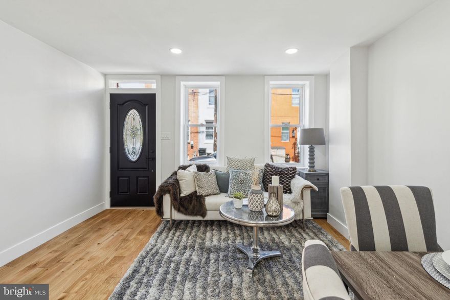 Welcome to 1910 Titan Street! This charming, fully renovated 2-bedroom, 2-bathroom home sits on a quiet block in the heart of Point Breeze. Step inside to a sunny and inviting living space, a functional kitchen with plenty of cabinet space, white shaker style cabinetry, quartz countertops, stainless steel appliances including a full size fridge, built in microwave, stove and oven, and dishwasher. The private back patio is extremely large and perfect for relaxing or outdoor entertaining. Downstairs you will find a full finished basement with a full bathroom featuring luxurious finishes. Upstairs are two large bedrooms and a large bathroom. With easy access to parks, shops, restaurants, and public transit, this home is a great find—whether you're a first-time buyer or looking to grow your investment portfolio! All square footage numbers are approximate and should be verified by the buyer. It is the responsibility of the buyer to verify real estate taxes.