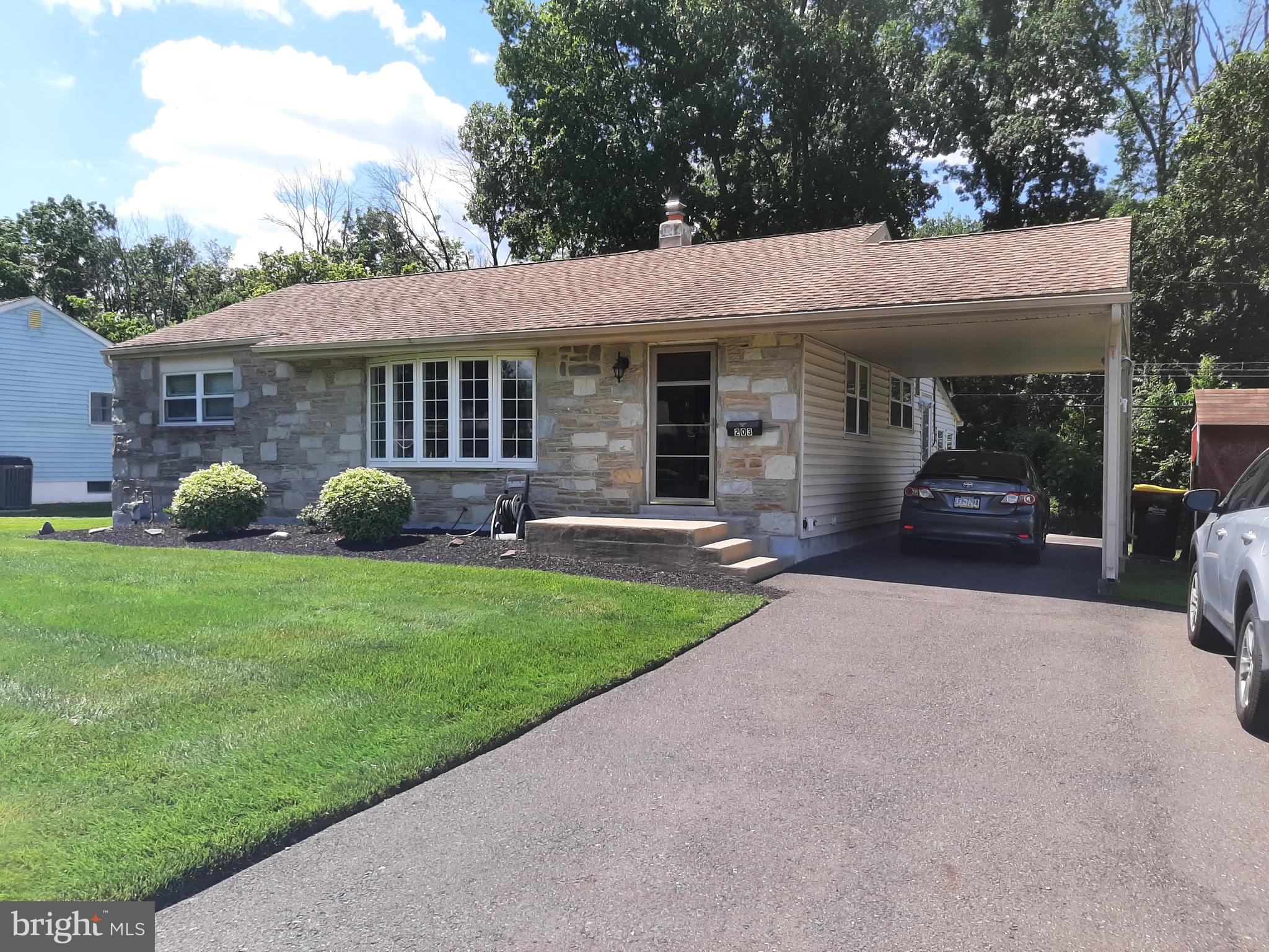 This lovely stone front ranch offers a wonderful combination of location, condition, award winning school district spacious grounds and deceiving interior space. All for an affordable price and moderate taxes.  Lets start with  the exceptional curb appeal as you enter into roomy living room, modern kitchen and dining area, 3 spacious bedroom and modern ceramic tile hall bath. A rear bonus room offers addition space as you exit to nice deck and impeccable grounds with tree lined rear lot. A complete finished basement and powder room with multiple rooms featuring a wet bar, recreation room, utility room and additional room perfect for home office. Newer front door, replacement windows, 200 AMP electric and much more. Seller requires a closing on or after 9/17/21.
