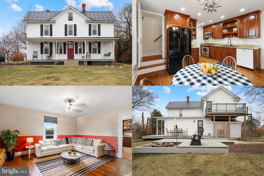 Welcome to this charming updated farmhouse that combines modern comfort with classic country living. Inside, you'll find cozy living spaces and a beautiful original wooden staircase from 1915 that adds character. The home features 4 spacious bedrooms and 3 full baths, set on over 3 acres of mostly fenced land. The main floor includes a luxurious primary suite with a large en-suite bathroom, making daily living easy. Upstairs, there's a separate living area with its own kitchen, private entrance, and flexible space—perfect for guests, multi-generational living, or even rental income. Enjoy stunning views from the front porch, back patio, or elevated deck—each great for relaxing or entertaining. The large lot is bordered by peaceful trees, ensuring privacy and a calm, natural setting. There's plenty of room for animals, multiple storage sheds, and a run-in shed ideal for hobby farming or horses. Located near hiking trails and outdoor recreation, this property is also close to shopping and commuter routes, offering a perfect mix of seclusion and convenience.