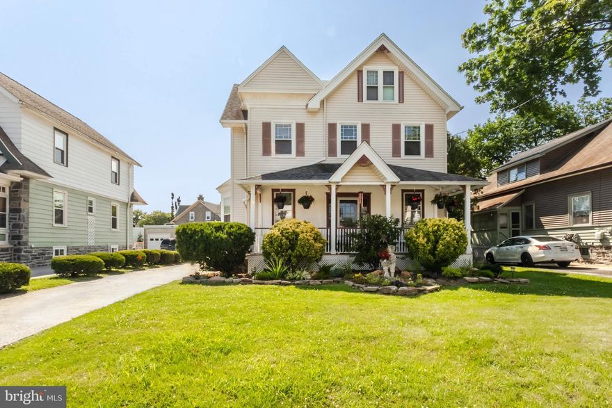 A wonderful opportunity to own a beautiful farmhouse in Havertown with a phenomenal walkability, picturesque front porch, great private drive, large backyard and 4+ bedrooms for a very versatile floor plan.  The first floor has a large living room with a stone surround fireplace, beautiful original hardwood floors and a ton of natural light pouring in.  In addition to the living room is another living space that the current owners use as a family room.  The large formal dining room has a large cased opening to the eat-in kitchen offering access to the large deck and backyard!  The kitchen has oak cabinets, new vinyl flooring, newer stainless steel appliances and recessed lighting.  The first floor also has a large laundry room and a powder room! The 2nd floor has 3 bedrooms, all nice in size and a hall bath.  The 3rd floor has 2 rooms- large enough to be bedrooms if needed.  Office space, play space, guest rooms, you name it!  This home is unique in its charm and finishes, yet it offers today's needed space and versatility.  Take advantage of this Oakmont location and walk to shops, dining such as Brick & Brew, The Crossbar and Wawa!  Parks, schools, public transit and the library are all very close by.  This is a very special home in Haverford Township.
