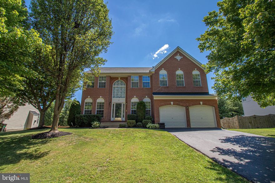 Beautiful, BRICK Front Colonial with 5 H-U-G-E Upper Level Bedrooms! Open Floor Plan w/ 2 story foyer, main level office, huge kitchen and family room. Check out room dimensions! Harwood floors throughout main level. Kitchen w/ center island & 12" ceramic tile. 5 Very spacious BR's - each with ceiling fan. HUGE Master Suite. Fully finished basement with extra room and a large walking closet. 2018 Roof, Maintenance free deck flooring.  Neighborhood has walking paths, large pool, swim team, tennis courts, and playground. Evergreen Meadows community offers plenty of amenities such as tennis courts, a 25-meter swimming pool, playground, and several large common areas that are great for entertaining. family oriented and family friendly.