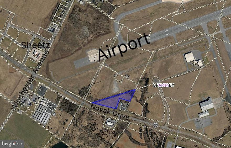 ADJOINING AIRPORT PROPERTY.  GREAT COMMERCIAL LOCATION! Lot B2 is 1.19ac final platted and approved by Berkeley County. All subdivision of lots complete. Public water and sewer hookup available. DOH approved. Easy access to Interstate 81 at exit 8.  Lots B1 and B3 are both available: See MLS# WVBE2045902 and MLS# WVBE2045936.