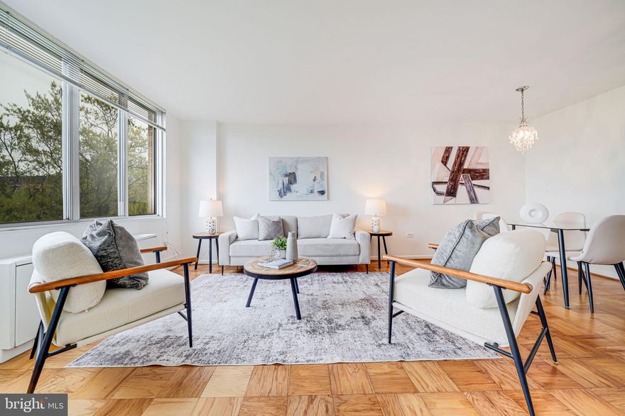 Enjoy the *BEST* views in the building with dramatic, sweeping vistas of Rock Creek Park from both your living room and bedroom! Set in an incredibly well-run, full-amenity building just 1 block to the metro, 2 blocks from Rock Creek’s hiking trails and the new Mom’s Organic, this is an incredible value and the best one bedroom deal in the building!
 
This well-proportioned 1-bedroom, 1-bathroom condo with abundant natural light and hardwood parquet throughout offers 575 square feet of thoughtfully designed living space. The renovated kitchen features maple cabinetry, stainless steel appliances with gas cooking, a refrigerator, dishwasher and elegant granite countertops. The bathroom is accessible from both the hall and bedroom, and its lighting and mirror have been updated.
 
The huge, well designed walk-in closet provides ample storage, and an additional storage unit is perfect for any overflow.

Relax and unwind with access to the building's 2 pools and common outdoor space, library and social room; stay active in the well-equipped gym; store your bike in the bike room; and feel secure that your packages will get to you with the convenience of this 24/7 front desk and security staff. On site maintenance and management mean help is there when you need it, and there’s a laundry room on every floor. Extras include multiple elevator access options, solar panels to help reduce utility costs and even on-site composting! Parking available for rent $75-150/mo.

The condo fee includes *ALL* amenities and utilities except cable/internet. With the best views and the lowest fees for a 1 bedroom, it’s a must see!