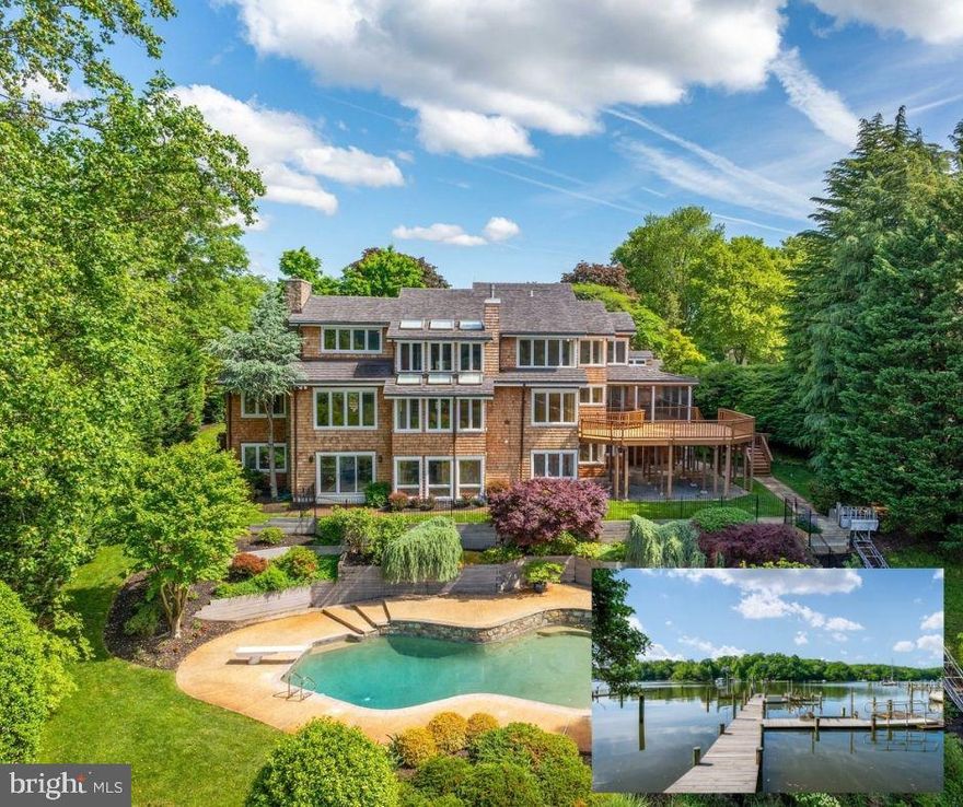 **Boater's Paradise with Unique Water Access Features**
Located in Annapolis in the iconic community The Downs, this exceptional waterfront property is a true gem for boating enthusiasts. With deep water access perfect for easy navigation to the Severn River and Chesapeake Bay, this home stands out among others. The property boasts three boat slips, a 25,000 lbs. boat lift, a 6,000 lbs. boat lift, a floating dock, and a low mean water depth of 12 feet. Enjoy 1000 meters of protected, calm waters ideal for rowing a shell – a rare find in waterfront properties.  Additionally, there are racks for canoes and kayaks, catering to all your boating, sailing, and rowing activities alike.  
Inside, a central kitchen is adjacent to the breakfast room with easy access to a waterside screened porch and dining deck that overlooks a serine pool and the majestic Severn River.  A thoughtful design includes an en-suite main level bedroom and laundry center for everyday convenience, and graciously sized living and dining rooms for gatherings large and small. 
Upstairs, enjoy privacy with river views in a generous primary bedroom suite, two walk-in closets, a third cedar closet, bonus room, and waterside library with richly finished built-ins and workstation. 
Sun light streams endlessly into a fully finished walk-out lower level with full daylight windows and a slider door that frame water views that invite the outside in.  Recreational amenities inside include a media area with two built ins, a wet bar with beverage cooler, billiards area, and exercise room outfitted with cork flooring.  Continuous hardwood floors, three bedrooms, and two fully upgraded full bathrooms offer more lifestyle options for family and perfected hospitality for guests and for Midshipmen from the nearby Naval Academy.
This home has been meticulously maintained and updated, with a major remodel completed in 2006. The roof was replaced in 2006 with 50-year Enviro Shake shingles, and all HVAC systems were also updated in the same year. The property features a stunning in-ground pool, offering the ultimate in outdoor living and recreation. 
Don’t miss this one-of-a-kind opportunity to enjoy luxury, quality, and waterfront living in Annapolis, Maryland.