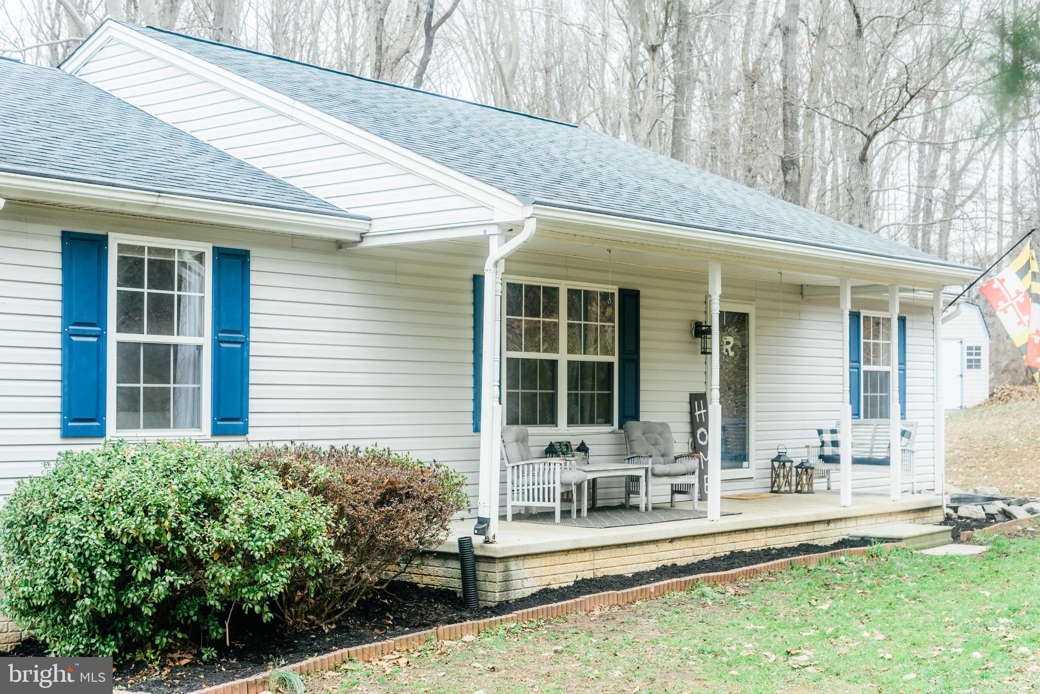 BACK TO ACTIVE! LAST BUYERS HAD A CHANGE OF HEART! Privacy and Charm in Mechanicsville!! You are going to love the privacy of three wooded acres and the charming 3 bedroom 2 full bath rambler that sits on it! The main level of the home boasts an updated kitchen that has recently been updated with stainless steel appliances. The living room and separate laundry room have a gorgeous shiplap wall and lovely engineered flooring that adds that decorator's touch. The living room opens to a beautiful covered front porch. Imagine sitting out and enjoying nature while relaxing at the end of a busy day. The master bath has been beautifully updated to match anyone's dream. All three bedrooms are beautifully appointed and have abundant closet space. There are also new light fixtures throughout the main level. The unfinished basement has another full bath rough-in, and space galore! You can design it to fit your own needs and increase your home's value! There is also a large two car garage. Hurry and make this home your own today. It will not last long, 3 acres and private! Close to the Tri-counties for easy commute and NO HOA to deal with!