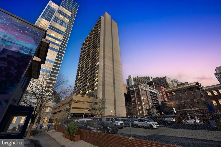 Welcome to Center City One Condominiums Unit # 902 where this spacious and light-filled studio offers an unparalleled living experience in the heart of the Washington Square West neighborhood and is located directly across the street from The Kimmel Center.  With southern exposure, this home is bathed in natural light, enhancing the sense of space and warmth. Step onto your generously sized private balcony, large enough for a bistro table and two chairs, and admire the breathtaking, unobstructed city view to the stadiums and the Delaware River. This is a perfect setting for morning coffee or evening relaxation. The freshly painted interior and brand-new flooring create a modern and inviting ambiance. The eat-in chef’s kitchen is a knock out, boasting granite and stone finishes, ideal for both casual dining and gourmet cooking. The handsome bathroom exudes style and elegance with its luxurious finishes, while the in-unit washer and dryer add everyday convenience. A private storage unit in the basement of the building is assigned to this residence.  Pet Friendly building, 24/7 front desk attendant. The perfect investment opportunity in high demand as a rental unit or simply a pied de terre for your personal use. Steps away from Pennsylvania and Jefferson hospitals.  Located along the iconic Avenue of the Arts, Center City One Condominiums places you in the heart of everything the city has to offer from premier dining, shopping, theaters, and public transit, with the potential to rent a parking space in the building’s garage for added ease. This rarely available gem is a must-see—schedule your showing today and experience the best of city living!