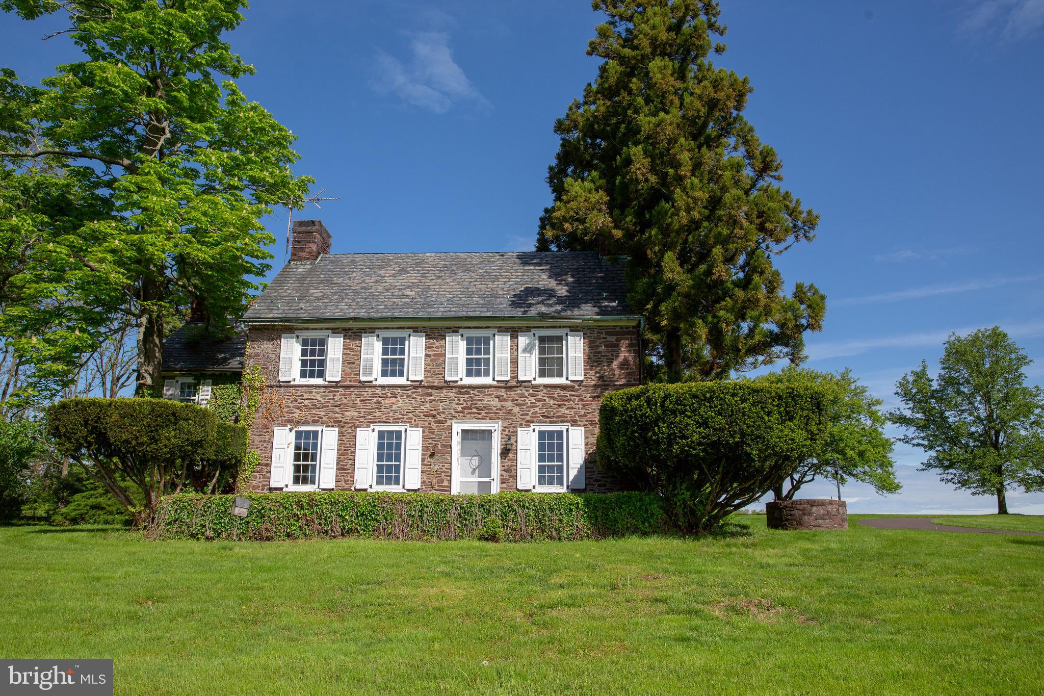 The Duane Homestead is sited, majestically, at an elevated location amidst 67 fertile farmland acres. The Bedminster countryside moves in all directions and the open land provides ample opportunity for agrarian pursuits and/or a serious equestrian facility. The stone farmhouse is perfect for those individuals whose architectural sensibility lies in the "purist" realm. The Duane Homestead comes as close as possible to untouched "period" details. The original hardwood flooring, original millwork and custom built-ins, beautiful hardware, fireplaces...all add to the authenticity through the gleam of its historical patina. Here is a home that is ideal for either personal renovation or for the enjoyment of a living antique. The barn is, reportedly, one of the tallest barns in Bucks County with an interestingly distinct roof line. The in-ground pool will provide many years of enjoyment. The Duane Homestead is one of those eagerly sought after properties that exist in one's imagination, but rarely exist in reality. Note that the acreage also includes parcel numbers 01-012-106 and 01-012-112 and that the property is in ACT 319. In addition to that, the property is subject to a Pennsylvania State Land Conservation Agreement which restricts development except for an envelope around the house and barn. See also PABU518106. Note that a new septic system is in the process of being installed. Also, there are two other parcels included with this property. 1-12-106 & 1-12-112. 24 hours notice is requested.