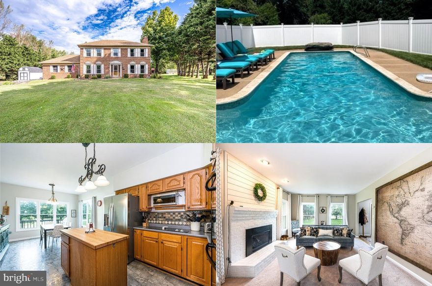 Nestled on a tranquil 1.73 acres, this exquisite 4 bedroom, 3.5 bath home has been beautifully designed and is graced by an abundance of light and striking design features that truly put it in a class of its own! The beauty of this property begins outside offering a picturesque view across from a serene horse farm, a winding paved driveway, classic brick colonial exterior, 2-car side-loading garage, large deck, patio, playset area, and a shimmering in-ground aggregate pool encircled by new vinyl fencing with a huge new pool house/shed all surrounded by a lush grassy level yard and majestic trees. Fine craftsmanship continues inside with a soft designer color palette, hardwood floors, custom shiplap, sliding barn door, a built-in reading nook, and 2 elegant new gas fireplaces creating instant appeal. Spectacular upgrades at every turn, meticulous maintenance, and updates such as HVAC systems, new 80 gallon hot water heater, reline aggregate pool and travertine coping, lining, pump, plumbing, filter, and so much more make it move-in ready! ****** Rich hardwood floors in the open foyer welcome you home. To the right the formal living room features windows on two walls that fill the space with natural light illuminating warm neutral paint, as a brick fireplace with a new gas insert serves as the focal point of the room. The formal dining room offers plenty of space for all occasions, as a chic fusion chandelier adds stylish flair. Ease into the gourmet kitchen that is sure to please with an abundance of cabinet and countertop space, custom tile backsplashes, and quality appliances including a glass cooktop, double wall ovens, and a French door refrigerator. Enjoy daily dining in the adjoining morning room, relax in the adjoining family room with a custom built-in reading nook and 2nd cozy gas fireplace, or step outside sliding glass doors to the large deck with descending stairs to the patio and shimmering in-ground pool, and spacious grassy yard encircled by majestic trees—truly your own outdoor oasis! Back inside, a library with a murphy bed that conveys, a laundry/mud room, and a lovely renovated powder room complement the main level. ****** Hardwoods continue upstairs and usher you into the primary suite boasting plush carpet, a lighted ceiling fan, walk-in closet, and a separate sitting area. The luxurious en suite bath offers the finest in personal pampering with a dual-sink vanity, sumptuous jetted tub, and separate shower with designer tile. Down the hall, three additional bright and sunny bedrooms, each with hardwood flooring, share access to the well-appointed hall bath. The walkout lower level features a spacious multipurpose recreation room with separate areas for games, media, and exercise. A full bath designed to perfection adds convenience, while bonus unfinished areas provide loads of storage solutions—thus completing the comfort and luxury of this gorgeous home. ****** All this awaits you in a peaceful and idyllic setting with a touch of rural beauty yet conveniently situated close to the quaint town of Warrenton that offers diverse shopping, fine dining, and fabulous entertainment choices. Enjoy the many local parks, golf clubs, wineries, and rolling hills of Virginia. If you’re looking for a quality built home with contemporary flair where memories are made and dreams are realized, this is it!
