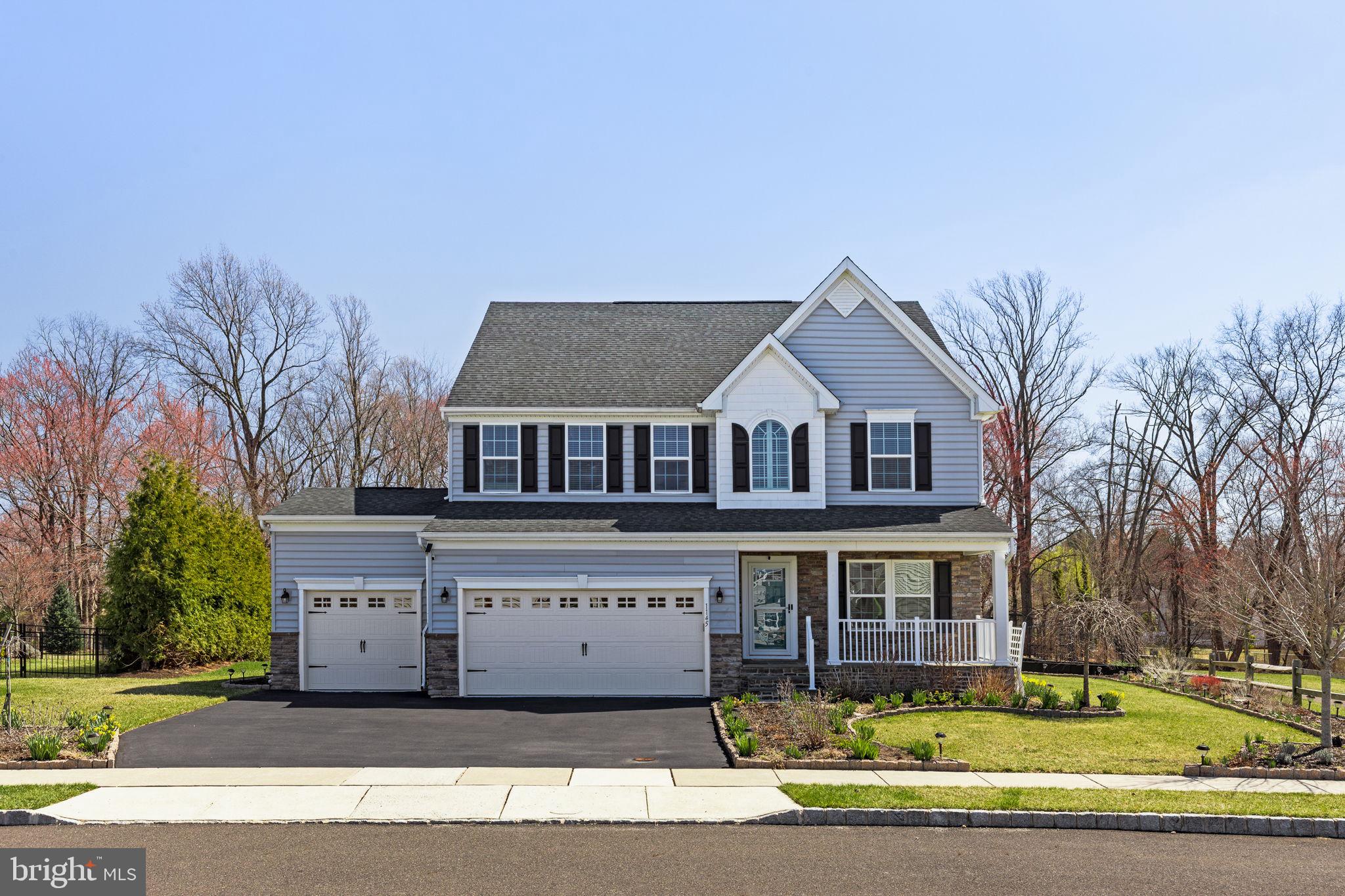 Welcome to 1145 Lynch Circle, built in 2017 by current homeowners who opted for nearly every upgrade! Nestled on a lushly landscaped PRIME LOCATION lot with magnificent custom gardens, this home's exterior boasts a classic yet contemporary design with oversized custom bluestone covered front porch. Walking paths and park next to this property make it even more desirable to an already perfect home. Large (many of them) windows, provide an abundance of natural light, overlook the backyard with manicured lawn and wooded views that are perfect for relaxing and entertaining. Enter this open concept home and you will be welcomed with hardwood floors and an upgraded stone gas fireplace. The living area flows seamlessly into the gourmet kitchen and morning room surrounded by beautiful views. The kitchen is a chefs dream, equipped with stainless steel appliances, granite countertops, a large island with seating, custom cabinetry, pendant lighting, and a stylish subway tile backsplash. A pantry, ipad mini, and ample storage make it as functional as it is beautiful. The upper level primary suite is a luxurious retreat with walk in closets, soaking jetted tub, dual vanities and a glass enclosed shower. In addition to the en suite there is a full bathroom featuring a double vanity and modern finishes. The 3 additional bedrooms are spacious, with large closets and over sized windows. The laundry room completes this spectacular upper level . The luxury lower level of this home is designed with both style and functionality in mind, offering a sophisticated retreat for recreation, wellness, and practicality, including a 7 speaker surround sound system. The gym is tailored for fitness enthusiasts. The lower level also offers a full bathroom and plenty of storage. This home has a whole house dual zone humidifier, recessed lighting, 50 outlets, solar lights, and 10 location Bose Sound Touch speakers including outside.The attached 3 car garage with EV hook up and paved driveway offer ample parking. This home blends thoughtful design and functionality perfect for modern living or entertaining.