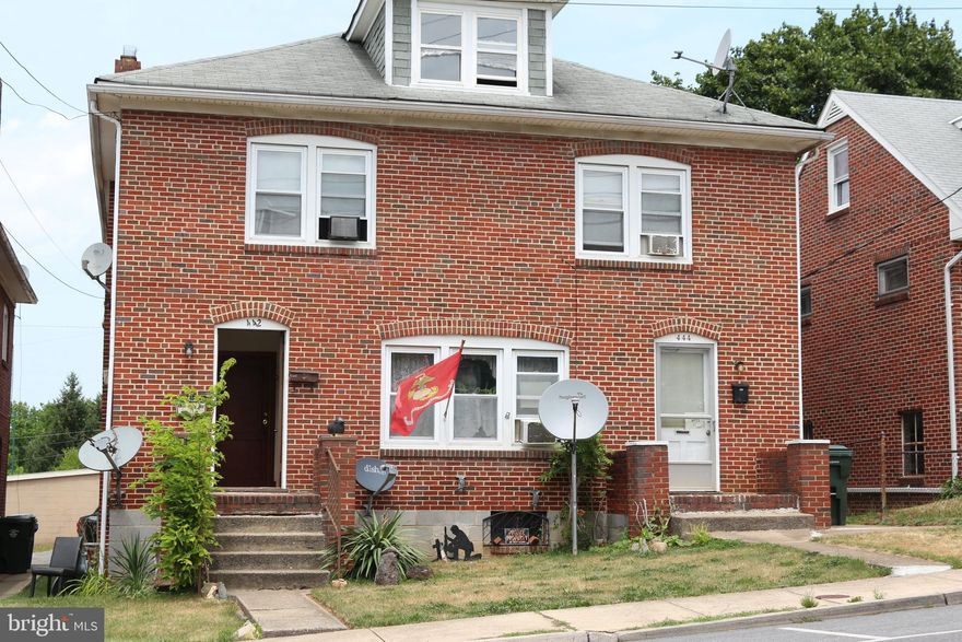 This 3 unit Building consists of 1 two- bedroom and 2 one-bedroom units.    Monthly rents are as follows:  Unit 442 is $700 located main level,  442B is $875 on upper level and 444 is $800 on upper level.   All tenants are long term and on month to month leases. Landlord pays all utilities but each unit is metered separately for electric.  Off street parking in rear off the alley.  Due to units being occupied, all showings will need at least a 24-hour notice.