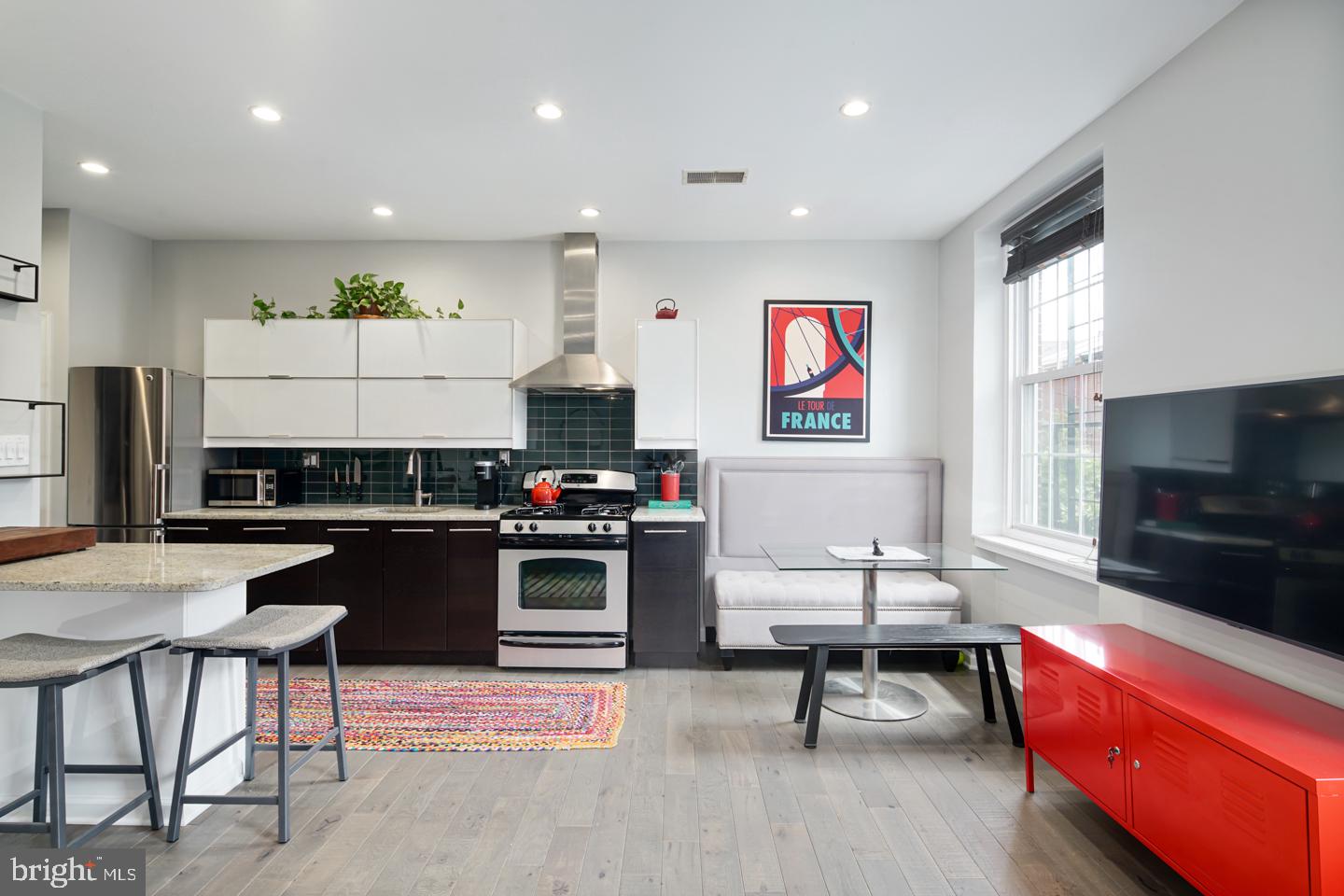 Dreaming of a quintessential Center City location walkable to Washington Square, Rittenhouse and Midtown Village? Look no further! 1343 Lombard B is your pied a terre paradise in Philadelphia’s most central location. This intimate 4 unit building has been restored to it's former glory and welcomes guests through a well maintained lobby. Unit B is located on the second floor of the building and is a quiet respite from the hustle and bustle of Center City. This 1 bedroom unit has been impeccably maintained and includes newer hardwood flooring and stylish finishes throughout. The unit features 2 oversized windows that bathe the space in natural light and a clever kitchen with plenty of prep space, storage with built-ins and stainless steel appliances (new dishwasher & new refrigerator). The large bedroom fits a queen bed, dresser and has access to the private deck, only for this unit. Bring your potted plants and enjoy an after work cocktail. This secluded outdoor space is a gem for any city apartment dweller. The in-unit washer and dryer are neatly tucked away in the walk in closet off the bedroom and the bathroom is neutral and clean with a spacious glass enclosed shower. Conveniently located close to bike-friendly Pine street and several Septa stops means that getting around the city on bike, public transit or on foot is a breeze. An easy commute for medical residents and students at Jefferson Hospital and Pennsylvania Hospital and plenty of restaurants, gyms, markets and bars are located right around the corner. Pet-friendly 1343 Lombard allows you to make the most of city living while enjoying a low maintenance property (central ac, new hot water heater). This incredible condo has it all for a low monthly fee that will still allow you to take advantage of the culture Center City Philadelphia has to offer. **Furniture is negotiable and is perfectly sized for the space. Monthly parking available in nearby lots ($300/mo).**