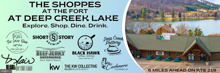 Located between the high-traffic Route 219 and Deep Creek Drive, this commercial space offers unparalleled visibility and a prime location next to established businesses like Black Bear Tavern, Pine Lodge Steakhouse, and Deep Creek Fun Zone. With stunning views of Deep Creek Lake and Wisp Ski Resort, this space is perfect for various businesses, including retail, restaurants, medical offices, or small businesses! 

Key Features: Ideal Location: Situated along Route 219, with road visibility on both sides of the building and more than 75 parking spaces.

Prime Tenants: The building houses 11 businesses, creating a bustling retail environment including Short Story Brewing, Cashmere Clothing, The Lazy Bear Gift Shop, Beef Jerky Experience, Deep Creek Pottery, The KW Collective and Blair's by the Lake.

Full Service Leases: Rent includes property taxes, water/sewer, electricity, marketing, building insurance, shared dumpster service, snow removal, exterior maintenance, and more.

Marketing & Promotion: Participate in shared events and benefit from marketing efforts, including billboards, local ads, and magazine features that promote tenants' businesses.

Lease Terms: Flexible 2 to 5-year leases, with a 4% annual rate increase and the option to renew for an additional 5 years at a market-rate reset.

Additional Amenities: Exterior signage improvements, enhanced lighting, HVAC maintenance, and access to a private tenant Facebook group for collaboration and marketing support.

This is an exceptional opportunity for businesses looking to expand or establish themselves in a vibrant, well-trafficked location with prime visibility and access to a large customer base.

Rent: $40/sq ft (Full Service Lease).  Units B, C & D could be leased together or separately. 

Don’t miss out on securing your spot in this thriving commercial complex!