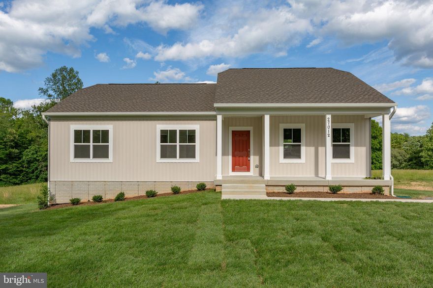 MOVE IN READY!
2-Acre Homesite in Pleasant Valley Estates – Immediate Move-In

Homesite 1
- 1,532 sq. ft. with 3 bedrooms and 2 bathrooms
- Open floor plan with spacious living area
- Eat-in Aristokraft kitchen with Birch Benton Quill cabinets and Uba Tuba granite countertops
- Owner’s suite with walk-in closet and dual-sink vanity
- Additional two bedrooms, full bath, and laundry room

Nestled in a peaceful, wooded setting, Pleasant Valley Estates offers 2 to 4-acre homesites just minutes from Lake Anna, Fredericksburg, and Culpeper. Enjoy privacy, space, and natural beauty—all conveniently close to shopping, dining, and recreation, without the bustle of city living.

The Ella is a charming single-family home designed for easy main-level living. Its open layout features a spacious living area and an eat-in kitchen with plenty of storage, counterspace, and an optional island. The owner’s suite includes a walk-in closet and dual-sink vanity, while two additional bedrooms, a full bath, and laundry room complete the home.