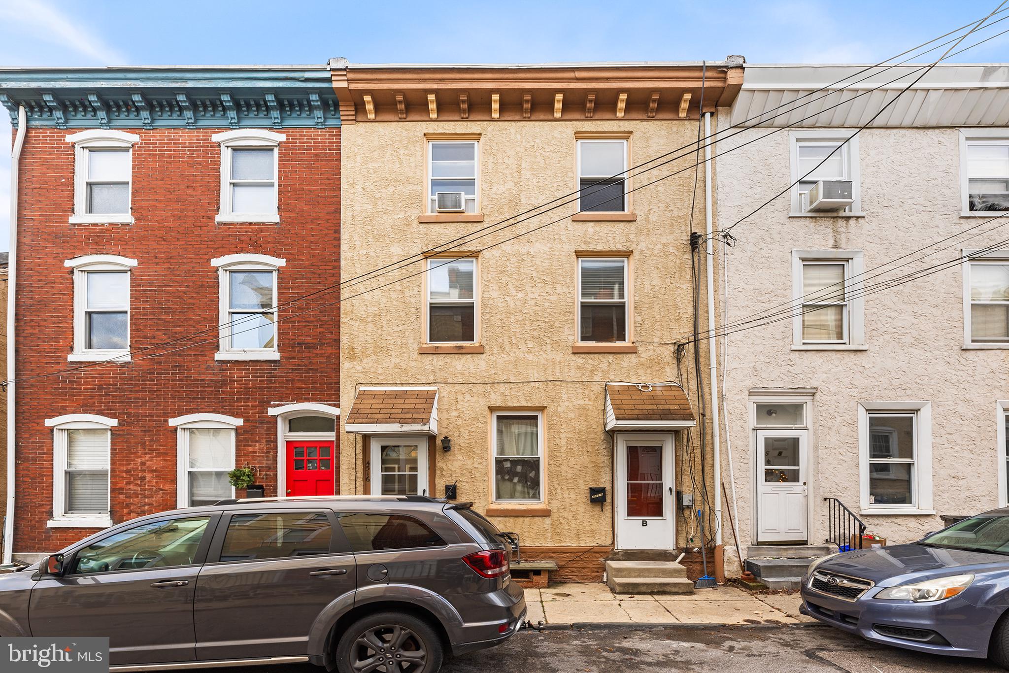 Don't miss the opportunity to own this spacious and well-maintained duplex in Manayunk with separate entrances, large rooms and private outdoor spaces! The first floor apartment is an expanded studio on the entire first floor of the building as well as the partially finished basement with laundry. This studio includes a well-lit living room, dining room, Eat-In Kitchen, study & even a heated sunroom off the back of the house, overlooking the private rear patio and yard. The upper apartment boasts two levels of living space, two huge bedrooms with closets, a spacious and bright living room, Eat-In Kitchen, plus an adjacent laundry room with stacked washer/dryer and access to a private deck with a great view. Conveniently located very close to shops in Manayunk, cafes, towpath, parks, and public transportation to Center City.