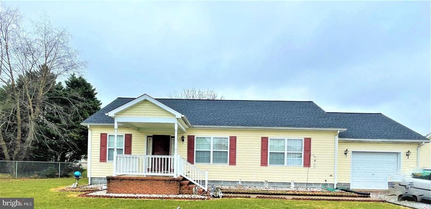 Back on the market, no fault of sellers. This beautiful 3-bedroom, 2 bath Rancher with just over 1,200 sqft could be yours! This home features a living room as you walk through the main entrance. The primary bedroom with en-suite is located at the opposite end of the remaining bedrooms. The dining room is next to the kitchen which includes black appliances (electric stove, and refrigerator). The laundry room is located off the kitchen with entry to the one car garage. The second bathroom is located in the hallway (shower/tub combo) which accommodates the remaining bedrooms and guests.  The yard is fenced in with two sheds for extra storage. New roof was completed in September of 2021. This home is located minutes from Historic Downtown Cambridge, Shops, Long Wharf, Great Marsh, Sailwinds Park, Food Stores, University of MD. Shore Medical Center, and Your Doc's In. This home is being sold "As Is" with a one-year home warranty. Schedule your appointment today!