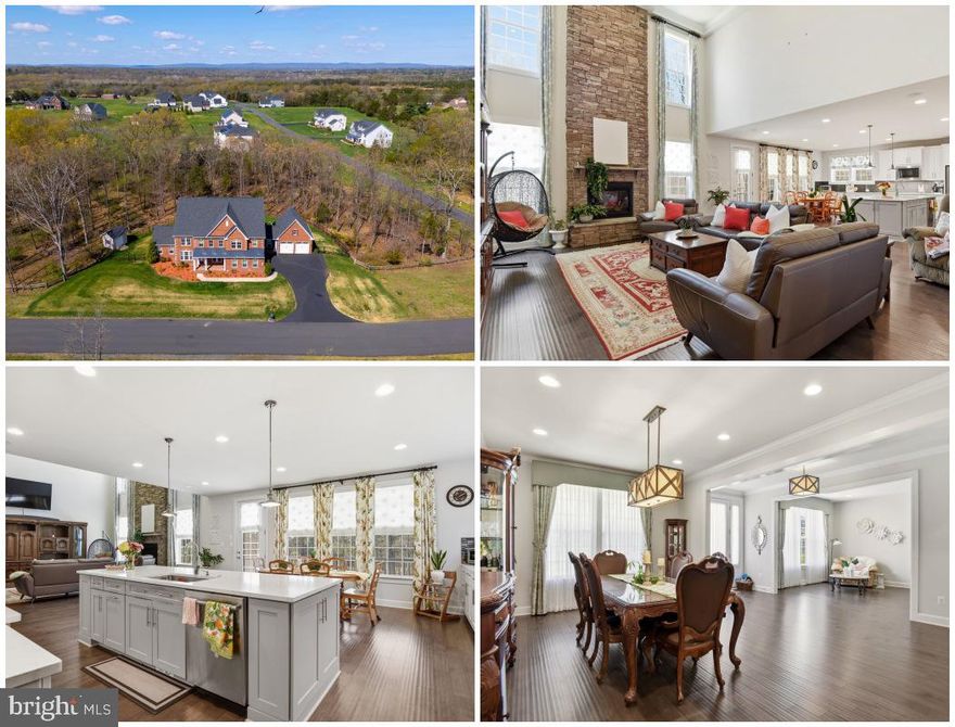 Exceptional 6,700+ sq ft luxury estate home situated on 5 private acres in Centreville, backing to serene trees and open fields, offering the perfect blend of privacy, space, and modern elegance. This stunning residence features a three-level open floor plan with high-end designer finishes and thoughtful custom details throughout, ideal for both everyday living and upscale entertaining. The main level welcomes you with a dramatic two-story great room highlighted by a coffered ceiling and a floor-to-ceiling stone fireplace, seamlessly flowing into the chef’s gourmet kitchen designed to impress with quartz countertops, an oversized island, stainless steel appliances, custom cabinetry, and a spacious breakfast area. The main level also includes a multi-generational in-law suite with a full bath, a private office or den, a large secondary laundry room with cabinetry and utility sink, a walk-in pantry, and an expansive screened-in porch perfect for outdoor living. Hardwood flooring extends throughout the main level, primary suite, and upper hallways. Upstairs, the luxurious primary suite offers a true retreat with a spa-inspired bathroom featuring a soaking tub, dual vanities, a separate shower, and an oversized walk-in closet, while all secondary bedrooms are generously sized and include en-suite bathrooms, providing comfort and privacy for all. The fully finished walk-out lower level is designed for entertaining and flexible living, featuring a media area, wet bar, guest suite with a full bath, ample storage, and direct access to the fully fenced backyard with wooded views. Exterior highlights include a 5-acre private lot, screened-in porch, metal fencing, storage shed, lawn sprinkler system, and a 4-car garage. Enjoy the tranquility of a private estate while remaining conveniently located with easy access to I-66, Route 28, and Route 29, just 10 minutes to Dulles International Airport, and close to Manassas National Battlefield Park. This is a rare opportunity to own a luxury estate home in Centreville offering unmatched space, privacy, and modern comfort.