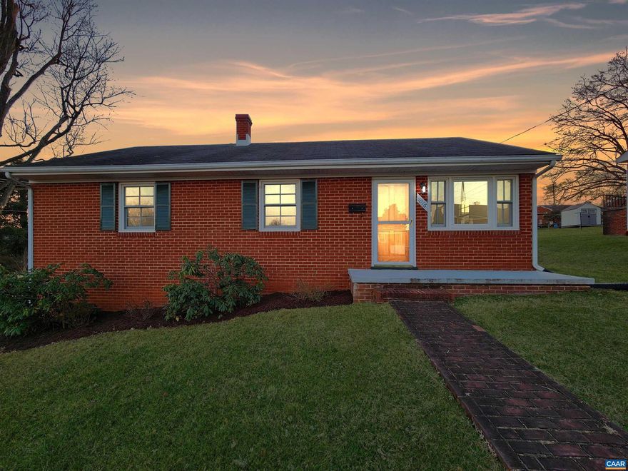 This charming brick rancher with a full basement has much to offer the buyer. It is conveniently located near Pantops making it an ideal location for the interstate or getting to any convenience or necessity you could desire. The home has hardwood floors and a 4-year-old HVAC that runs on gas for more efficient heating. The windows in the home are gorgeous and the front door was recently updated. In addition to the ample storage shed, the attic has plywood to provide additional storage. Other items to note are the proximity to a fire hydrant, bus stop, and town park. Lastly, there is potential for a 2nd den, game room, or whatever else your need might be in the basement, a front driveway established, and a wood stove to be installed in the basement.,Bus on City Route,Fireplace in Basement