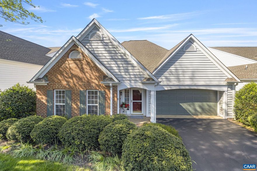 OPEN SUNDAY JUNE 22 FROM 1 TO 3PM. Enjoy maintenance free one level living just minutes from UVA, Interstate 64, Wegmans and downtown Charlottesville. Welcoming open floorplan with beautiful hardwood flooring in main living areas. Vaulted living room with fireplace, formal dining room; Kitchen boasts granite countertops, stainless steel appliances, pantry and breakfast nook. Spacious primary suite with ensuite and walk-in closet.  Four season sunroom (with high end translucent shades) serves as a peaceful retreat ? ideal for casual lounging, reading or entertaining guests. Private  beautiful landscaped backyard faces a large open common area. Fully ownerd solar panels installed 2023 provide an energy efficient environment budget friendly lifestyle. This home offers an outstanding blend of comfort, value and longtime efficiency.,Granite Counter,Wood Cabinets,Fireplace in Living Room