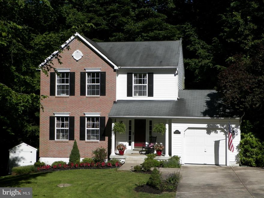 Colonial on private, almost 1/2 acre features front porch, deck, patio, shed, upgraded eat-in kitchen w/granite, breakfast bar, & stainless steel appliances. Finished walk out bsmt has full bath, storage, & extra room, & family room. Also includes large pantry, wood floors, laundry room, & formal dining room. Community features BB & tennis courts, & trails. Pets accepted case by case, no cats!