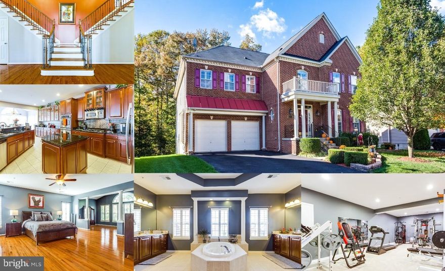 Absolutely stunning 3 level home with 4 bedrooms and 4.5 bathrooms with gleaming hardwood and tile throughout. This meticulously maintained home boasts of over 6,000 square feet of finished living space (with 4,796 sq ft above grade). This home is an entertainer's paradise. It offers an impeccable flow and upgrades galore. This home boasts exquisite upgrades including: dual wood staircase metal balusters; tray ceiling in dining room; gourmet kitchen with expansive granite counters, backsplash, upgraded appliances, gas cooktop, double oven, island with an abundance of cabinets and storage; morning room; sunroom; two-story extended family room with fireplace and gorgeous windows; office/study; extensive molding throughout; custom plantation shutters throughout. Upper level has 4 spacious bedrooms with walk-in closets and 3 full bathrooms with new granite counters. Master suite includes a sitting room with vaulted ceiling, walk-in closets, spa-like bathroom with separate vanities, jetted tub and oversized shower with dual shower heads. The finished basement with high ceilings offers a full bathroom, bar with granite, large room that can be used as a home gym, theater room, additional storage and more. Relax and entertain on the expansive maintenance free deck and patio below backing to trees. Leaf Filter gutter guards with lifetime warranty. Community pool, walking trails, playgrounds & recreation center. No school excise tax or deferred water & sewer fees! Conveniently located to Joint Base Andrews, Pentagon, Bolling, MD-5, I-495 Beltway, Washington, DC, Virginia and Branch Avenue metro station. Why wait for new construction? Must see!