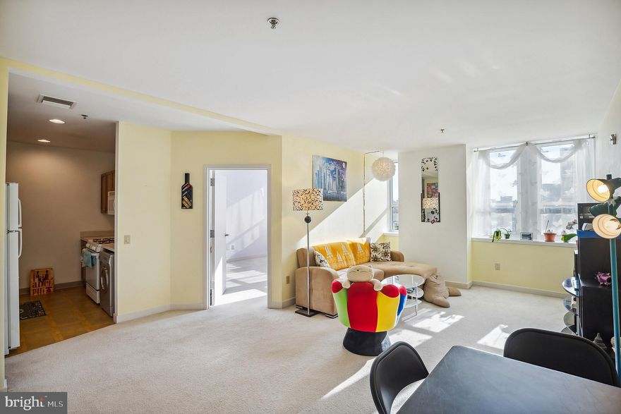 Fantastic 2 Bedroom, 1 Bathroom end unit condo with an abundance of natural light!  The condo features a Living Room, galley Kitchen with clean, white appliances and gas range, and full bathroom with a tub/shower combo.  In-unit washer/dryer combo.  Amenities include a 24/7 reception desk, a fully-equipped Fitness Room, and extra Storage space in the basement.  There is a washer/dryer in unit and additional laundry facilities on each floor. The building is pet friendly with a dog park. Great Chinatown location near Reading Terminal Market, Convention Center, and Center City.  Within walking distance to Jefferson Station and other public transportation.  Easy access to I-95, I-676, and the Ben Franklin bridge.  Condo fee includes all utilities, cable, and internet.  Call now to schedule your personal showing!