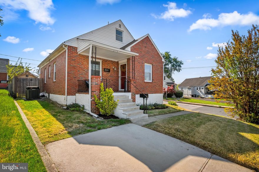 This picture-perfect red brick cape cod sits on a generous corner lot. The nicely appointed remodeled  kitchen overlooks the fully updated open living and shared the first floor with two bedrooms and full bath. Upstairs, a primary suite covers the entire length of the home; its corners and nooks creating a fun space with the geometry of the gabled roof. The finished, side walk-out lower level has plenty of space for both an office and a family room while the unfinished utility area (with finished half bath) give room for storage, workshop and laundry. Outback, a covered patio overlooks the fenced yard and a shed feels more like a mini-garage with window light a potential for power. Convenient to Harford road 695 access, Putty Hill and Taylor Ave. Professionally negotiated short sale.
