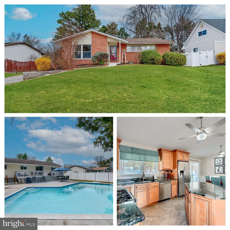 A Stunning 3 BR,3 BA rancher plus 2 Bonus Bedrooms/Offices located in the Basement sounds like a fantastic property! With its open floor plan leading to a spacious deck and an impressive in-ground pool, it’s ideal for both relaxation and entertaining.   The convenience of a primary ensuite bathroom adds a nice touch, enhancing comfort and privacy. The fully finished basement with 2 additional bedrooms/offices, a full bathroom, and a large family room (over 600 sq. ft.) provides versatile living space that can cater to various needs. Being located in a community with easy access to schools, playgrounds, stores, and entertainment makes it even more appealing. The recent updates, including a new HVAC system (2023), washer and dryer (2024), a fenced yard for privacy($10K), and custom pool Cover($4K) show that this home has been well-maintained. Plus, the added AHS Shield Plus Home Warranty with pool equipment coverage gives potential buyers extra peace of mind. This move-in-ready home truly seems like a backyard paradise!