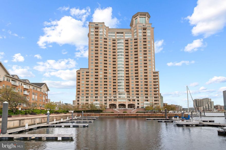 Exceptional Waterfront Luxury Condo with Unmatched Views and Exclusive Amenities! Experience resort-style living at its finest in this spacious 1-bedroom 1.5 Bath waterfront condo, offering views of the Harborview Marina and the iconic Domino Sugars. With its open design and exquisite details, this home combines comfort, style, and convenience. The gourmet kitchen was fully upgraded in 2020, and spacious main suite make it the perfect retreat. The main suite features a jacuzzi tub, and a marble tiled shower as well as an entrance to its private balcony. This exceptional condo boasts numerous upgrades, providing a comfortable living experience. One assigned gated garage parking space plus a Storage Unit! Additional spaces can be rented.

Resort-Style Amenities Include: 24/7 front desk concierge service, Outdoor grill area, stylish social lounges with billiards, Business center, conference rooms, elegant banquet rooms, Bike storage and a state-of-the-art fitness center which includes both steam and sauna rooms, Indoor and outdoor pools, perfect for year-round relaxation. Beautifully landscaped gardens, walking/jogging paths, picnic benches, and tranquil fountains throughout the community, Gated garage parking and on-site security staff for peace of mind. Located just moments from the vibrant Inner Harbor, downtown business district, gourmet restaurants, both stadiums, commuter rail, and only 9 miles to BWI Airport, this condo offers the perfect balance of serene living and ultimate convenience. Live where luxury meets lifestyle. Don’t miss out on this rare opportunity—schedule your tour today and make this resort-style condo your new home!