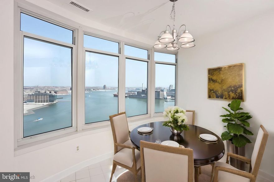 SPACIOUS 2 BD PLUS DEN WITH MAGNIFICENT WATER VIEWS.   THIS IS THE PICTURE PERFEFCT POSTCARD VIEW YOU HAVE BEEN WAITING FOR.  NO BETTER VIEW FROM ANYWHERE IN BALTIMORE.   TWO ENSUITE FULL BATHS PLUS POWDER ROOM.  FULL SERVICE BUILDING OFFERS INDOOR AND OUTDOOR POOL, 24 HR FRONT DESK, VALET PARKING, FITNESS CENTER AND MANY MORE AMENITIES IN A RESORT-LIKE ATMOSPHERE.  RARE OPPORTUNITY TO LEASE IN ELEGANT HARBORVIEW TOWER.  TWO  CAR GARAGE PARKING INCLUDED IN RENT.