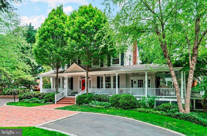 GREAT NEW PRICE! Huge Lot. Very Private. Newly renovated kitchen; other recent improvements! Terrific lifestyle home for active urban family. Wraparound porch overlooking flat side lawn for sports. Spacious with 5BR, 5.2BA, a 55' pool, spa, cabana, and pool kitchen. Two car attached garage leads to mud room and to kitchen. Circular drive and ample guest parking.